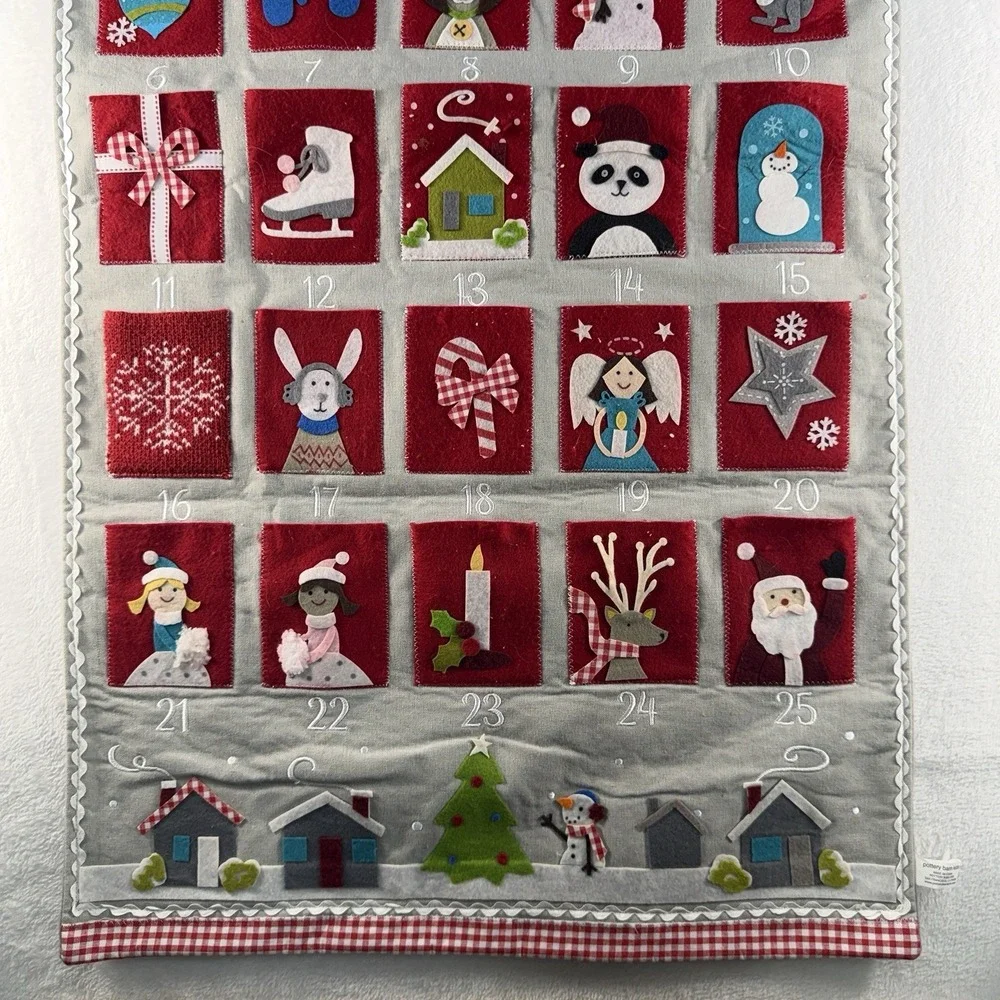 Pottery Barn Kids Advent Christmas Calendar Santa Felt Appliqué Pockets Gifts